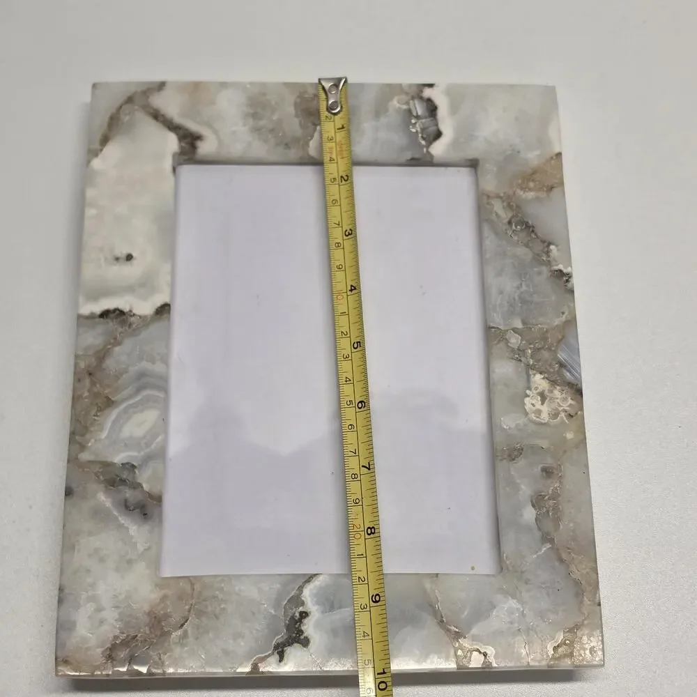 White Quartz Stone Picture Frame Natural Agate Photo Frame 5x7 Photo